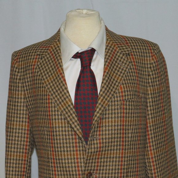 Swaine Adeney Brigg Bladen Wool Brown Check Three Button Sport Coat 38R - Picture 3 of 11